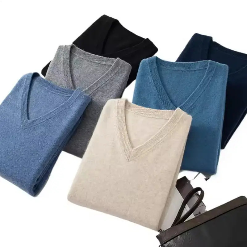 Wool Mens Sweaters V-neck Pullovers Cashmere Knitting Spring Autumn Sweaters Knitwear High Quality Jumpers Clothes 250806
