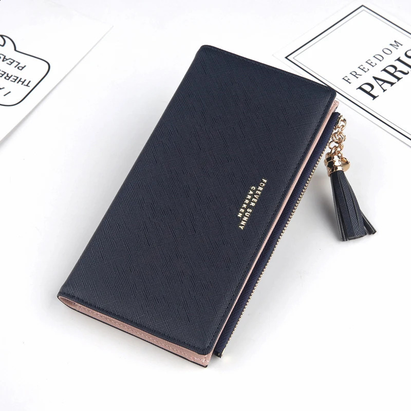 Women Long Wallet Tassel Zipper Phone Case Crossed Grain PU Leather Coin Purse Card Holder Cute Clutch Pink Money Bag For 250809