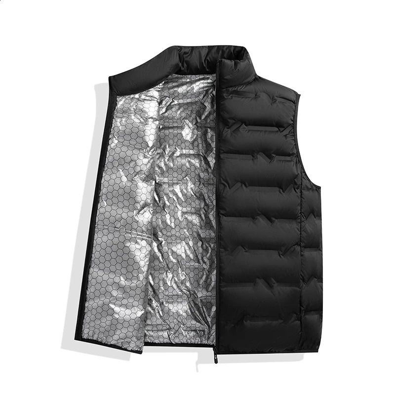 Mens Down Vest Lightweight Warm 80% White Duck Down Warm Vest Mens Stand Collar Male Tops Autumn Winter Coat 250805