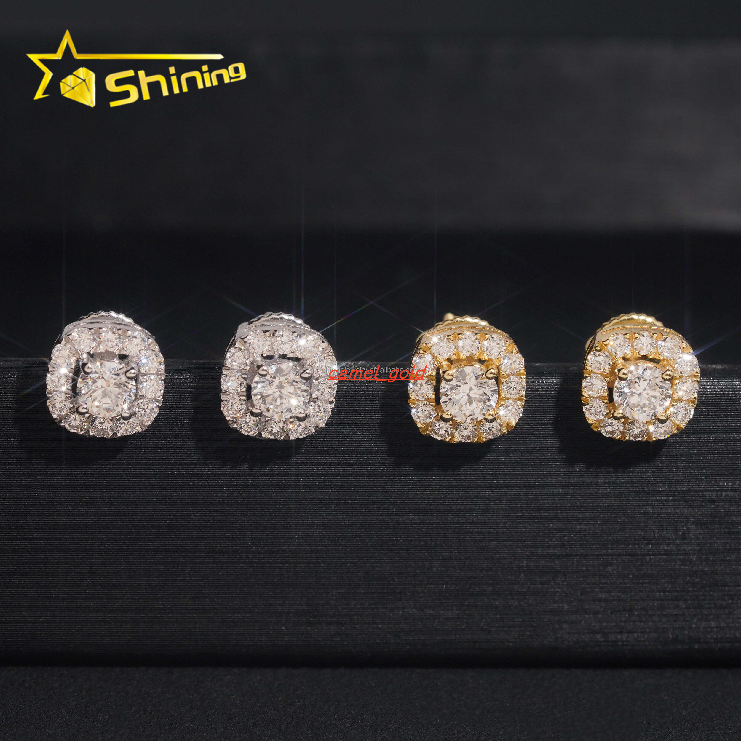 New Arrivals Fire Jewelry Stock Stud Earring Lab Grown Diamond Hip Hop Iced Out 925 Solid Silver Fashion Stud Earrings Women Men