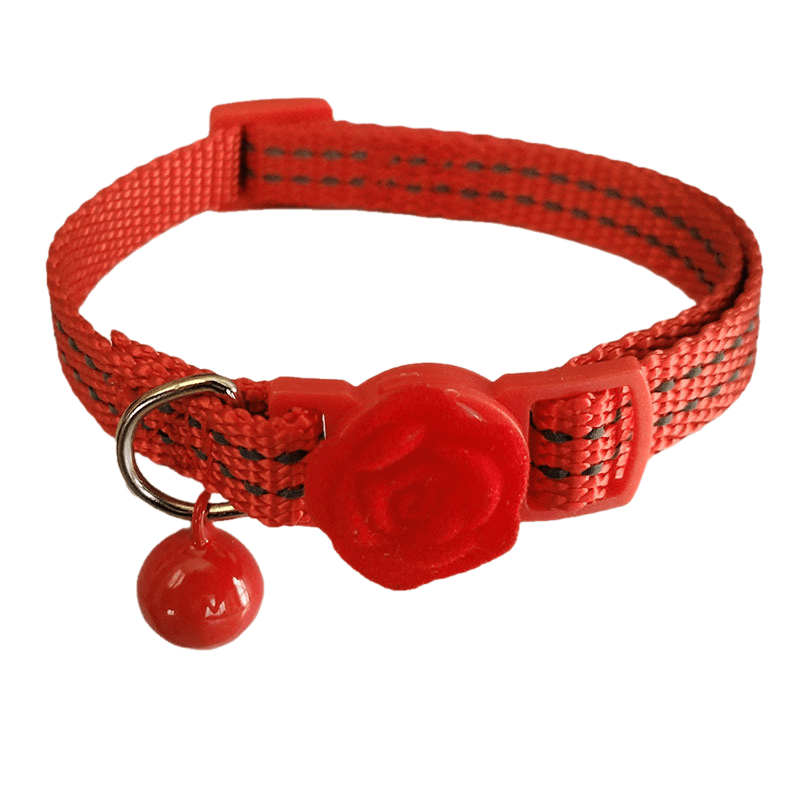 New Flower Run Pet Cat Collar Night Out Safety Reflective Cat Scarf Quick Detachable Bell Necklace Adjustable Length