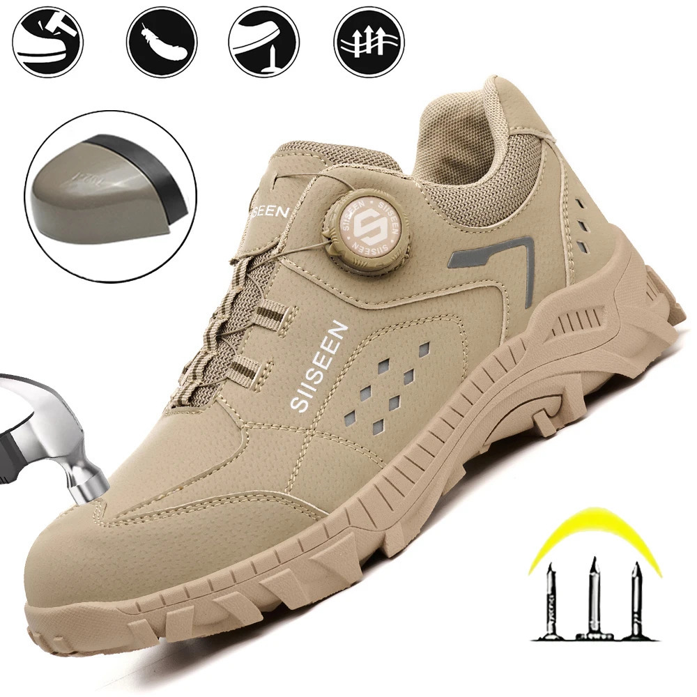 Mens Steel Head Safety Shoes Puncture And Smash Resistant Lightweight Sole Breathable Upper for Outdoor Workshop Work Shoes 250805
