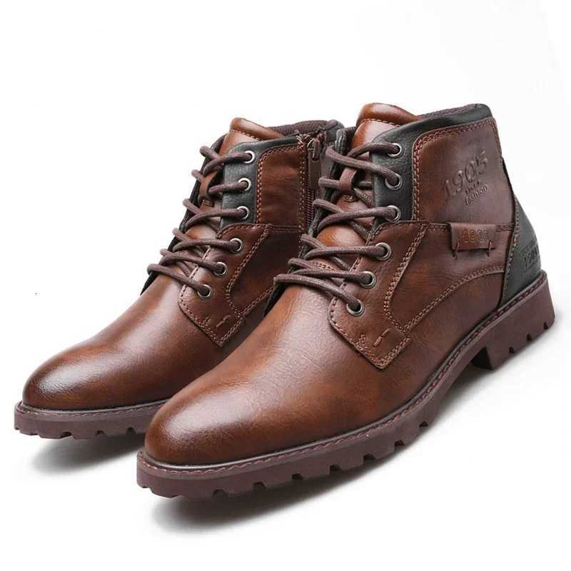 Vintage Men Boots 2025 New Autumn Winter Shoes High Quality Mens Leather Boots Side Zipper Mens Ankle Boots Large Size 39 48 W250811