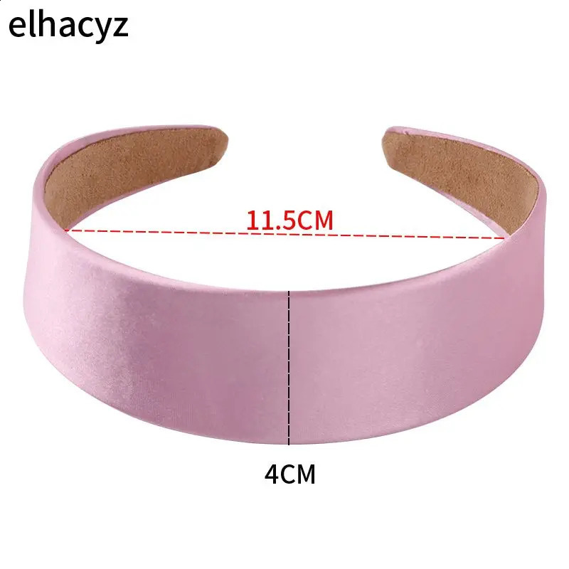 8pcs/lot Chic Lady Smooth Solid Satin Hair Band Plain Alice Headbands 4CM Wide Hairband Ribbon Women Girls Hair Accessories 250805