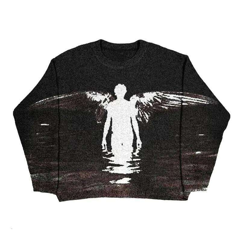 Men and Women's Hip Hop Knitted Sweater, Haruku Fashion, Spider Boy Pattern Printed Loose Top, Casual Street Wear Pullover, 20