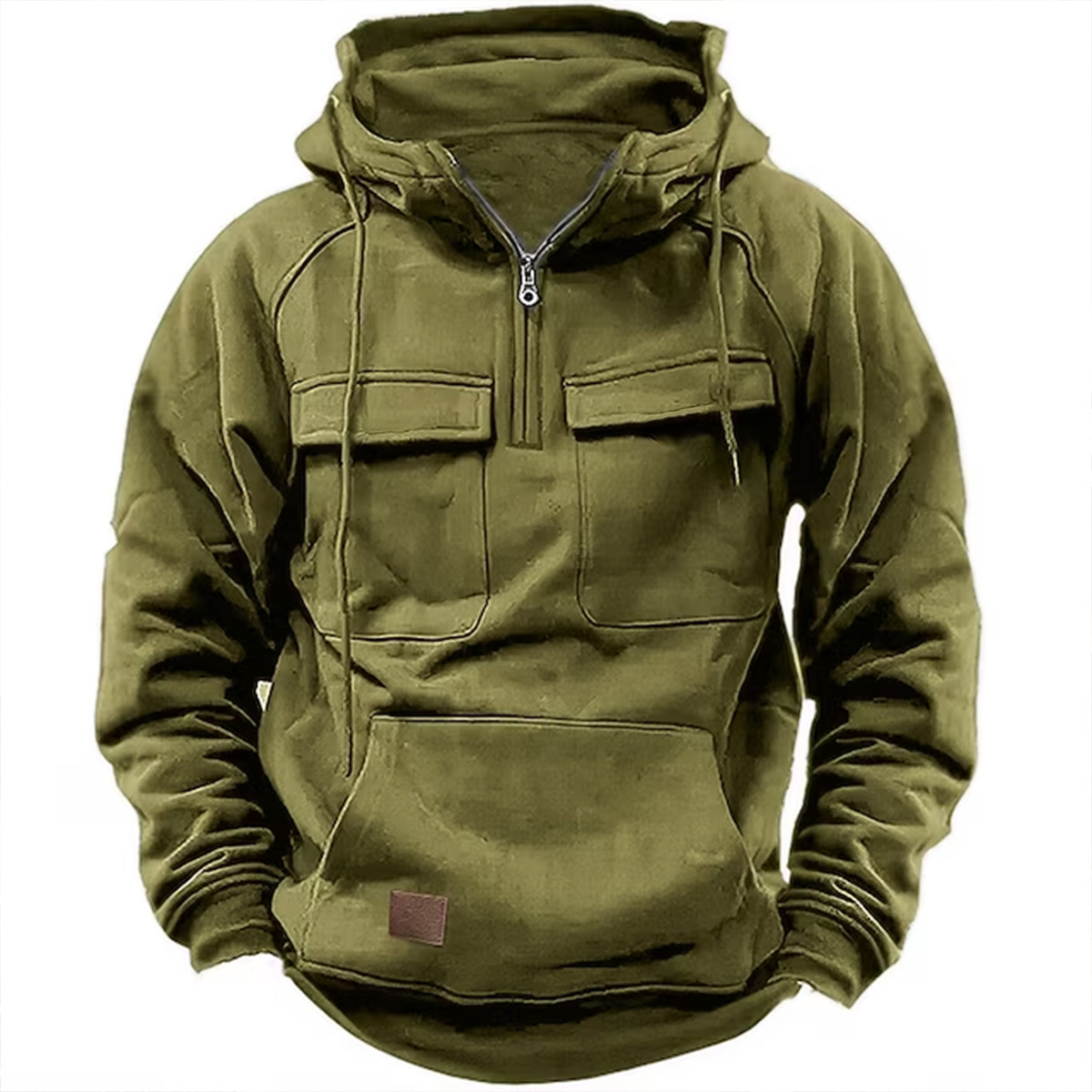Men's Fall and Winter Hooded Youth Sweatshirt Men's Workwear Solid Color Casual Sweatshirt Jacket