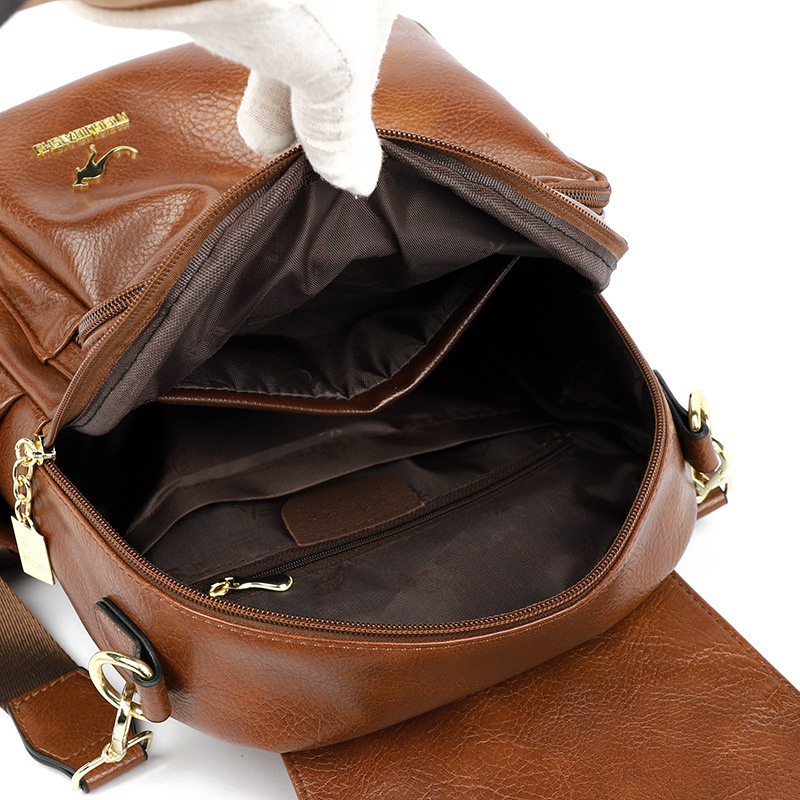Soft Leather Women's New Multi-use Large Capacity Backpack Trendy Student Schoolbag Travel Bag ddmymoon