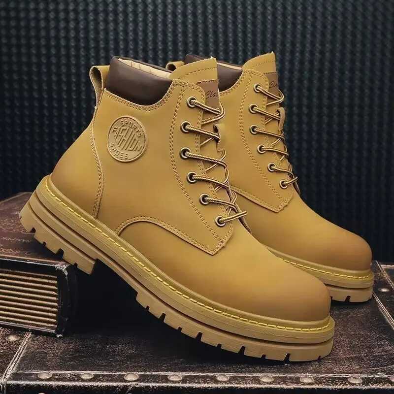 New Autumn Men Shoes Boots High Top Fashion Motorcycle Leather Shoes Outdoor Leisure Comfortable Boots Male Lace-Up Botas W250811