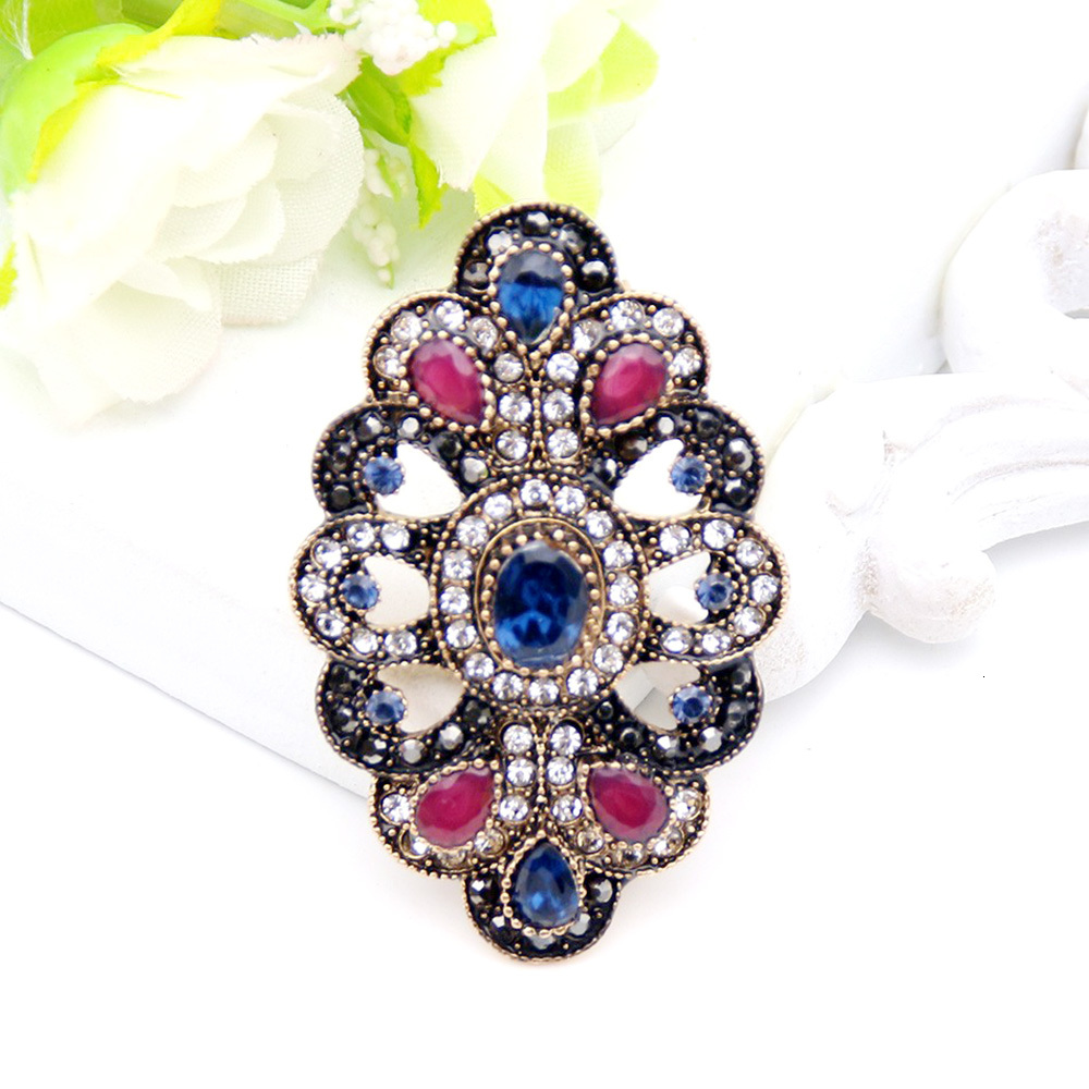Sunspicems Vintage Bohemia Brooch Gray Crystal Flower Brooch Pin Turkish Retro Gold Color Banquet Kaftan Corsage Wedding Gift