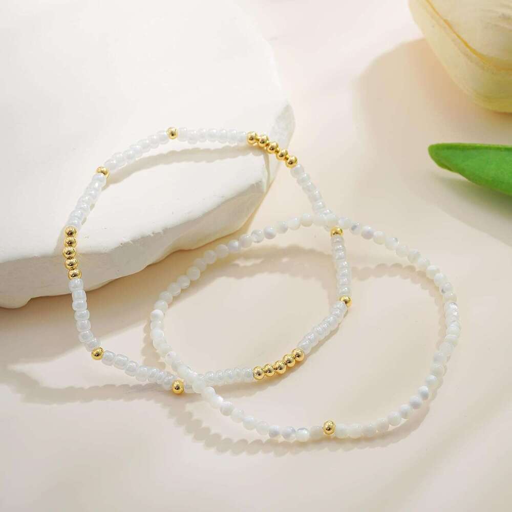 Boho Gold Anklet Bracelets for Women, Waterproof Beach Layered Pearl Beaded Turquoise Anklets Set Handmade Jewelry Gift