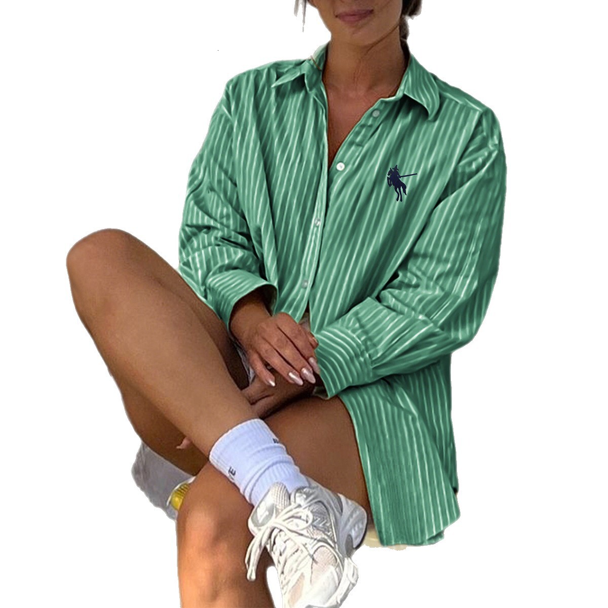 Casual Vacation Button Striped Long Sleeve Shirt Women's Clothing 2025 Autumn Winter