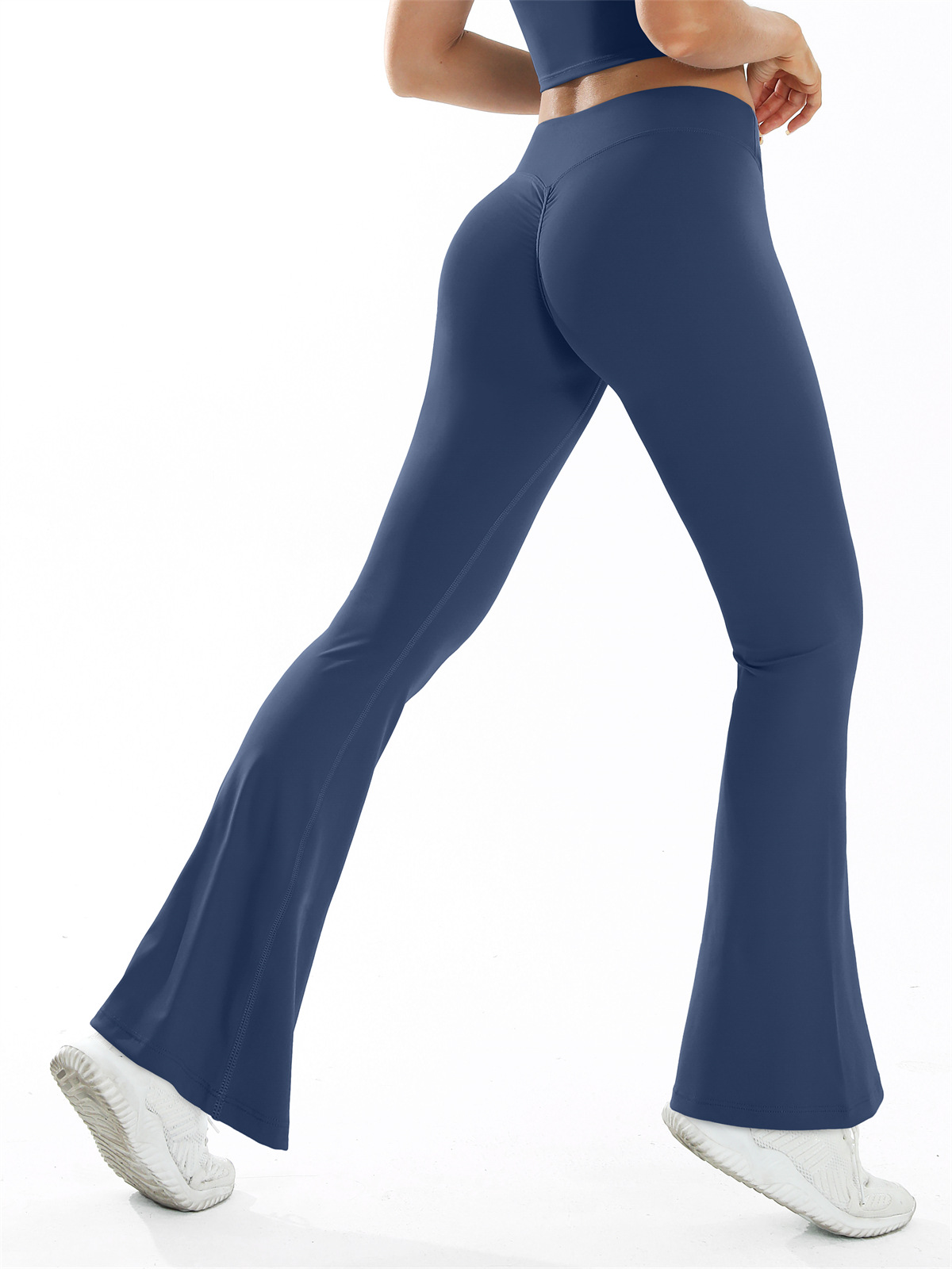 Lady's gray cross-waistline flared sweatpants