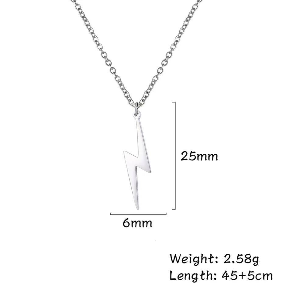 Lighing Pendant Chain Geometric Stainless Steel Simple Necklace for Women Men Party Ornament Jewelry Accessories