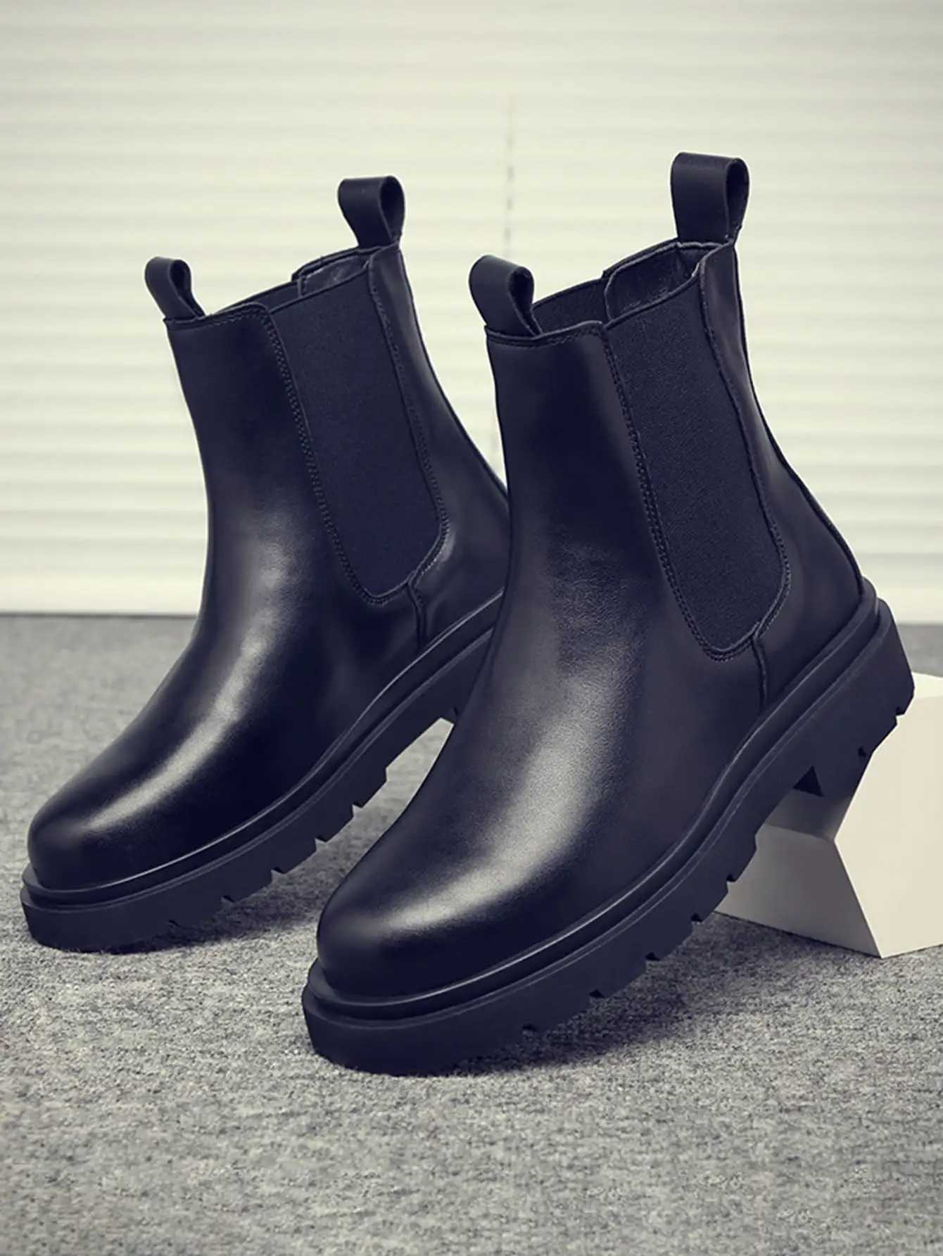 Mens Double Elastic Chelsea Boots W250811
