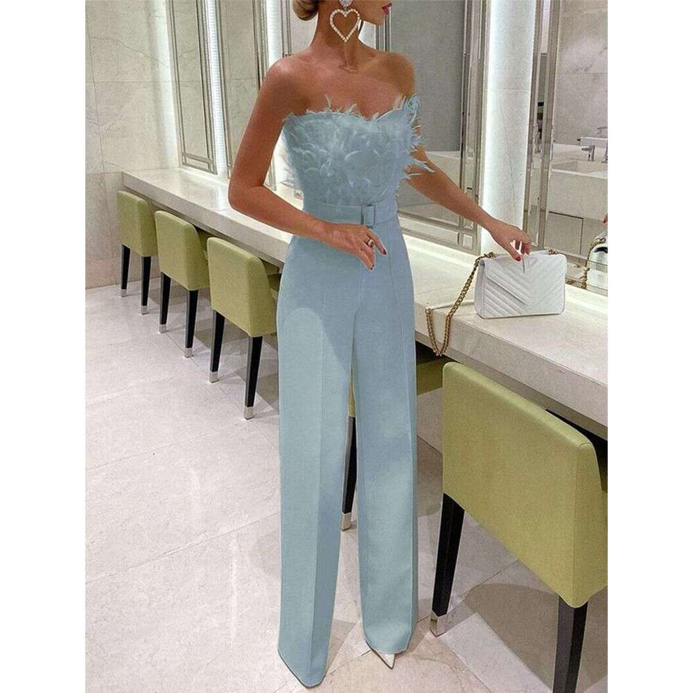 Women's Clothing Feather Tube Top Sexy Fashion Jumpsuit