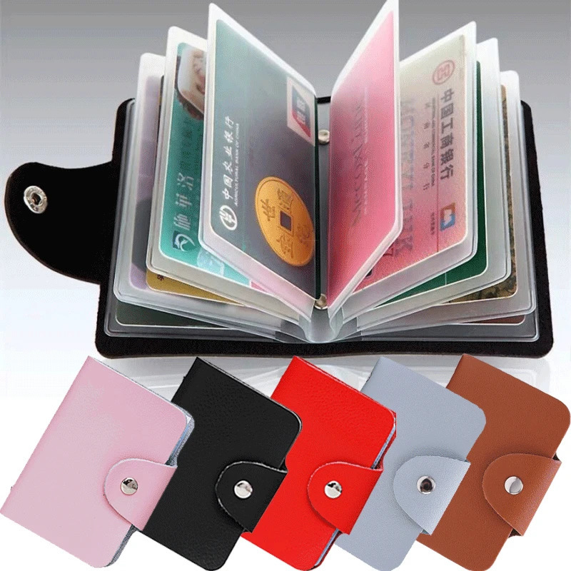 24 Bits Credit Card Holder Business Bank Pocket PU Large Capacity Cash Storage Clip Organizer Case ID Pouch 250811
