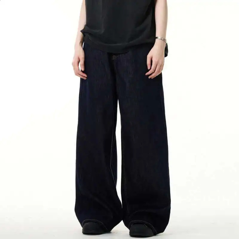 IEFB Simple Mens Denim Pants Vintage Washing Wide Leg Loose Jeans Casual Straight American Style Male Trousers 2025 9W190 250805