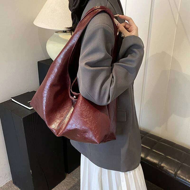 MOODS Retro Shoulder Bags For Women Soft PU Leather Pure Color Underarm Hobo Bag Big Capacity Shopper Totes 2024 Handbags