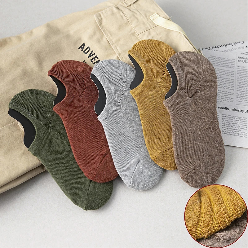 5 Pairs Men Short Socks Cotton High Quality Crew Ankle Casual Soft LowCut NonSlip Breathable Summer Autumn Sock for Male 250805