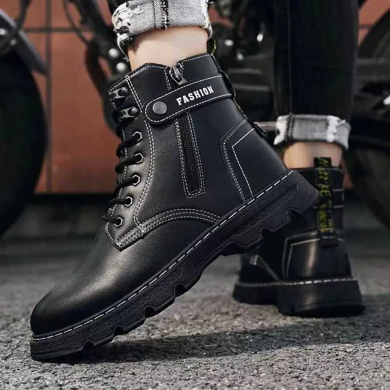 Man Shoes Warm Leather Black with Fur Winter Waterproof Boots for Men High Quality New Offers Designer Casual Sale Low Price Y2k W250811