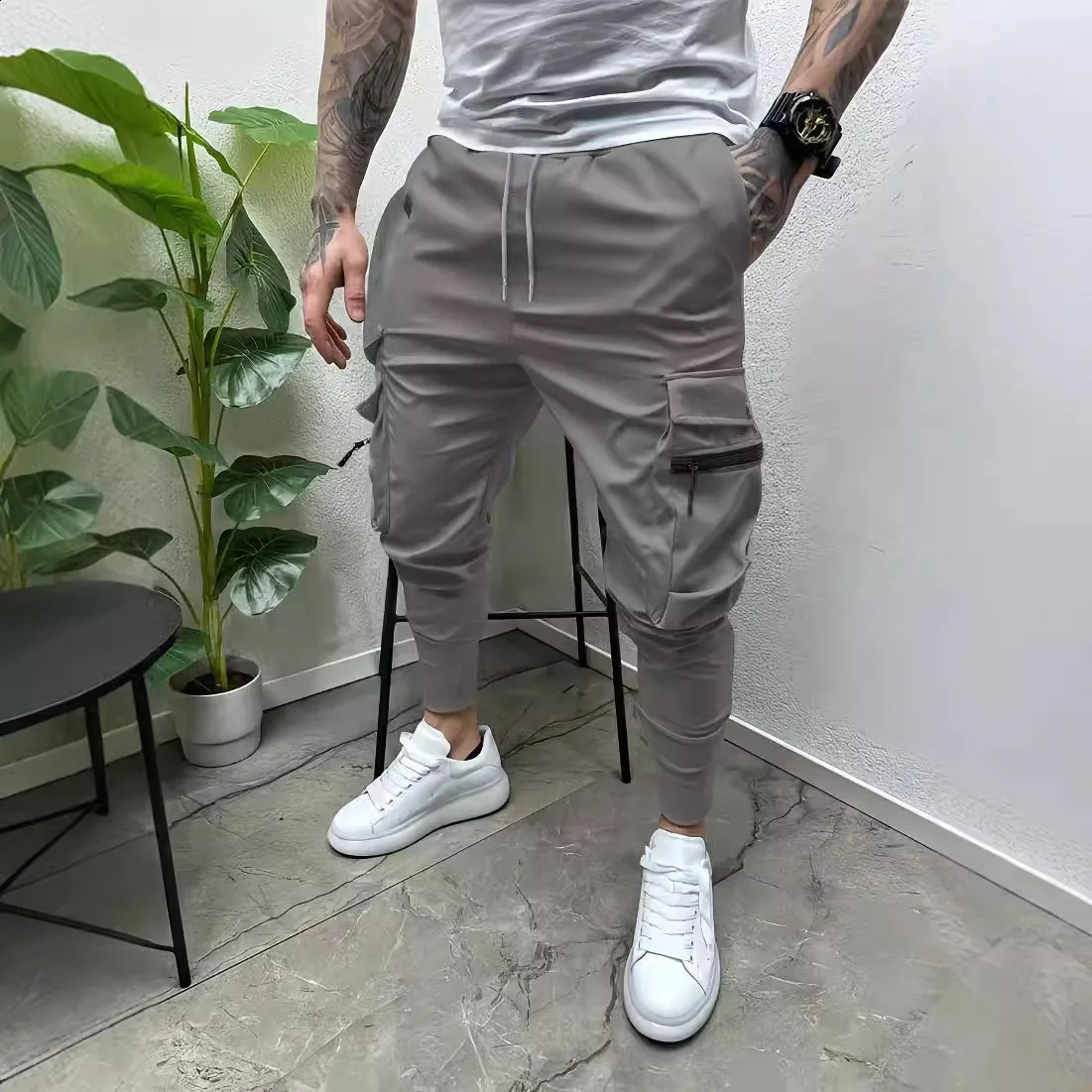 Mens Casual MultiPocket Slim Fit Cargo Pants 250729