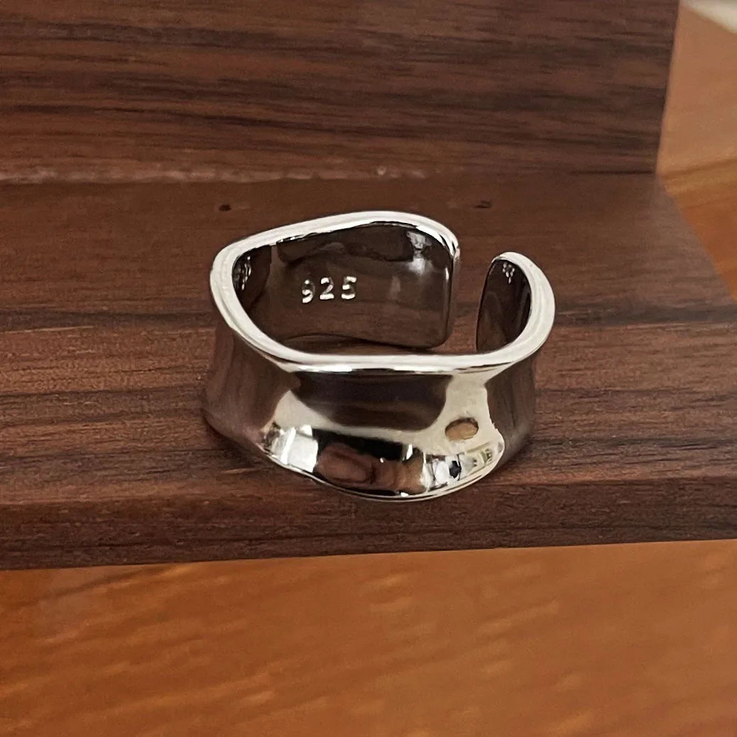 925 Sterling Silver Rings For Women Men Fine Jewelry Finger Adjustable Open Shinning Smooth For Party Birthday Gift 250805
