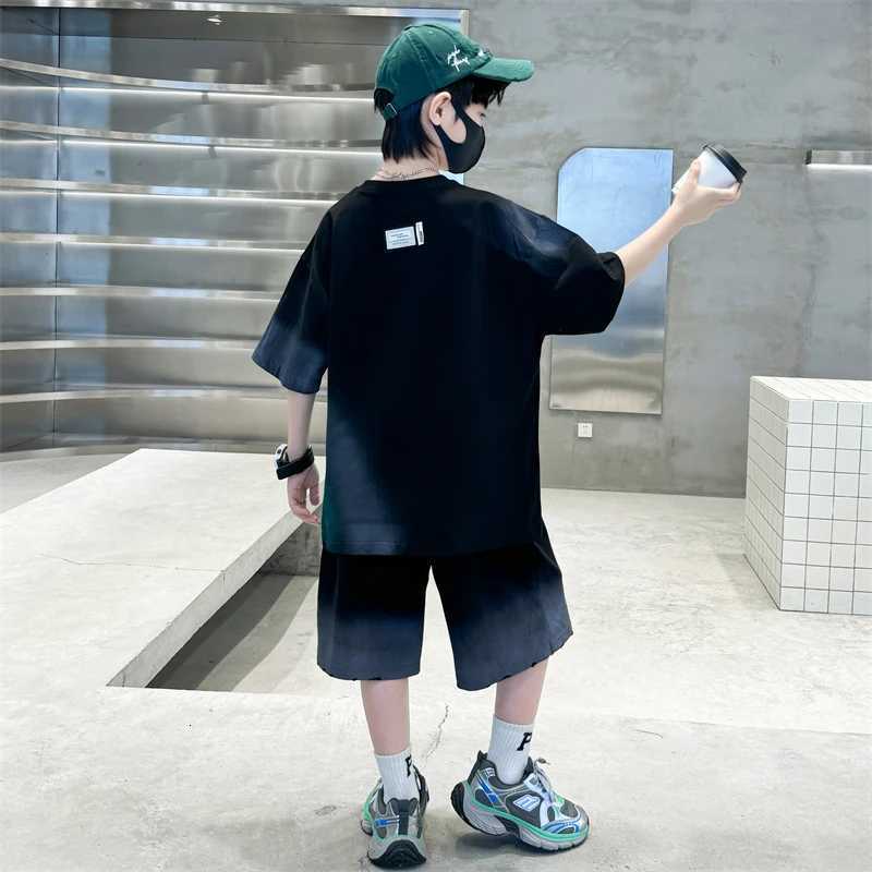Big Boys Sets Clothing Kids Short Sleeve Cotton T-shirt And Shorts 2 Pieces Outfits Set Teenage Children Casual Summer Outerwear Z250811