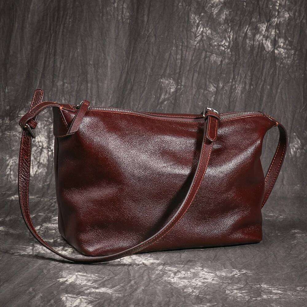 LUOKIR New Women's Genuine Leather Shoulder Fashionable Retro HOBO First Layer Cowhide Crossbody Underarm Bag