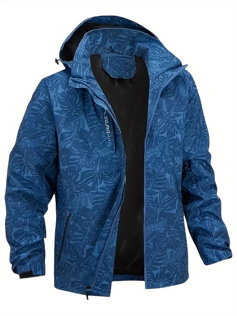 Mens Casual Lightweight Waterproof Windbreaker Jacket Full Zip Up Hooded Shell Outdoor Hiking Coat For Autumn Size 250804