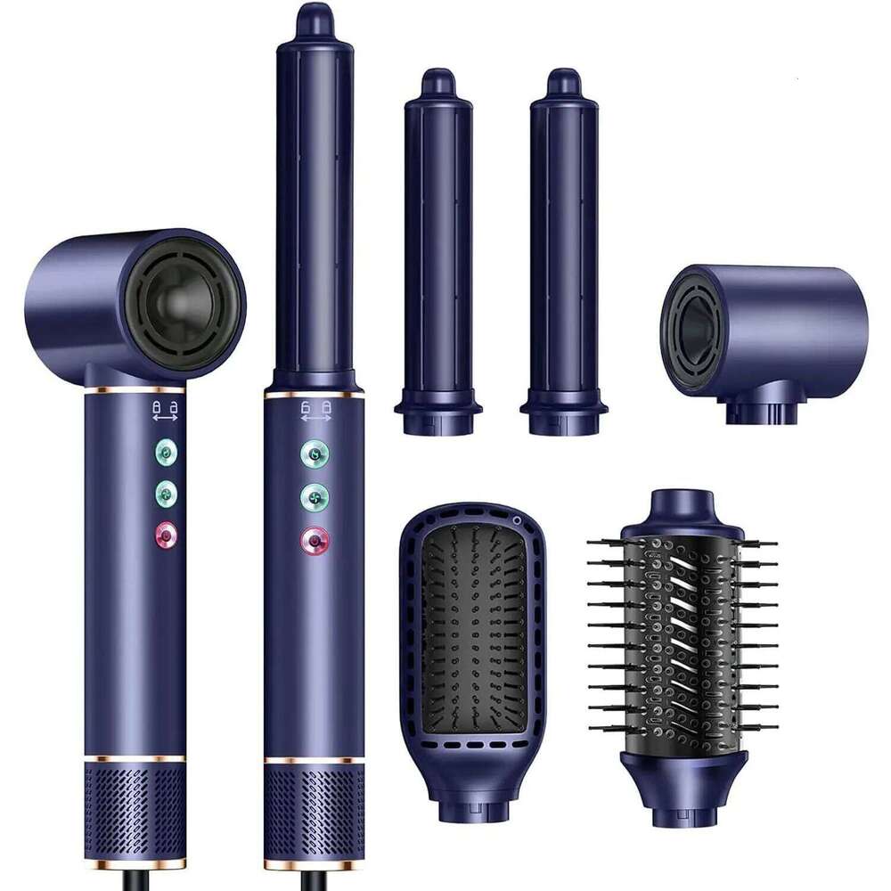 5 In 1 High Speed Brushless Blow Dryer Negative Ionic Heating Brush Hot Air Styling Comb Auto Hair Curler High Quality