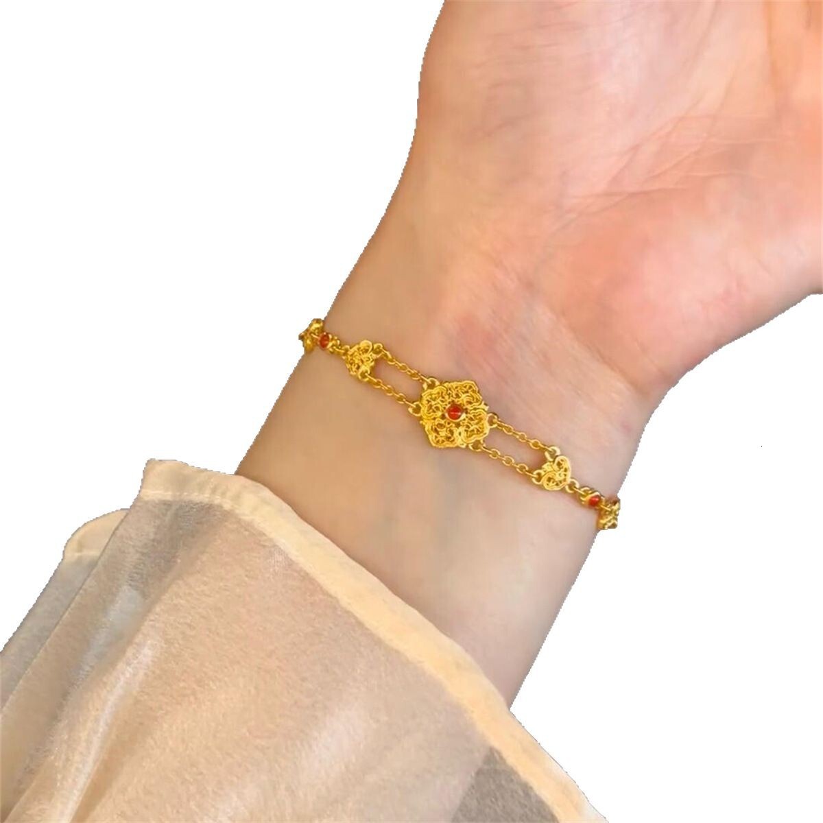 Pattern Hollow Light High-end New Chinese Style Bracelet Elegant Versatile Fashion Jewelry