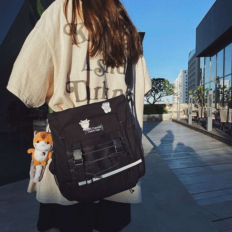 Reflective Workwear Trendy Brand Student Shoulder Men's Backpack Women's Large Capacity Crossbody School Bag