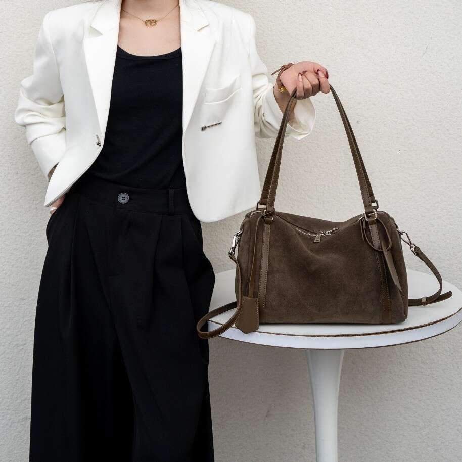 Frosted Cowhide Boston Autumn Winter New Pillow Simple Handheld Shoulder Crossbody Large Capacity Bag