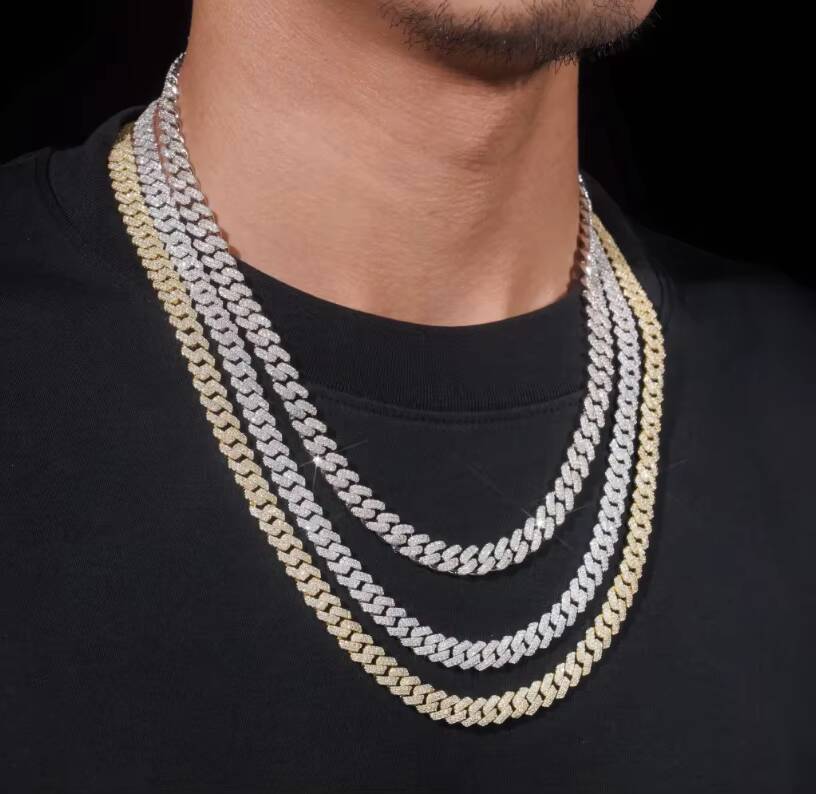 Moissanite Cuban Chain GRA Certified Mens Wholesale Necklace That Can Pass Diamond Test