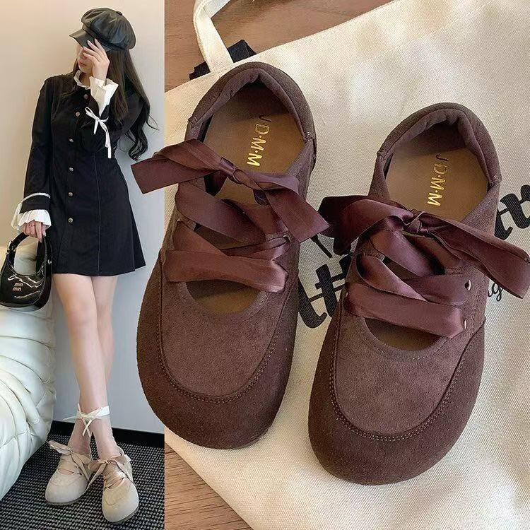Retro women's 2025 designer new thick soled outdoor lazy Boken shoes