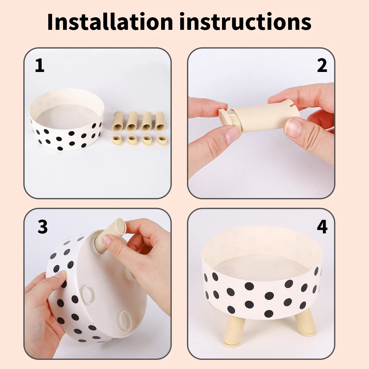 1PC Black And White Polka Dot Checkerboard Pattern Cat Bowl Small Dog Plastic PP Pet Universal For Cats Dogs 250811