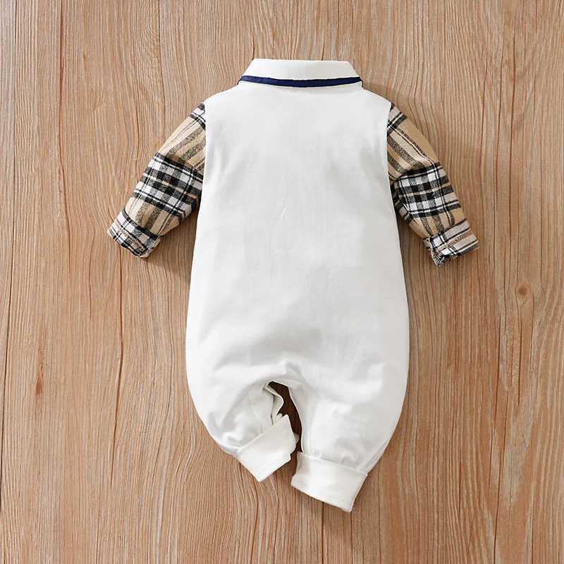 Newborn Clothes Gentleman Bear Embroidered Cotton Comfortable 0-18 Boys And Girls Spring And Autumn Long Sleeved Baby Jumpsuit Z250811