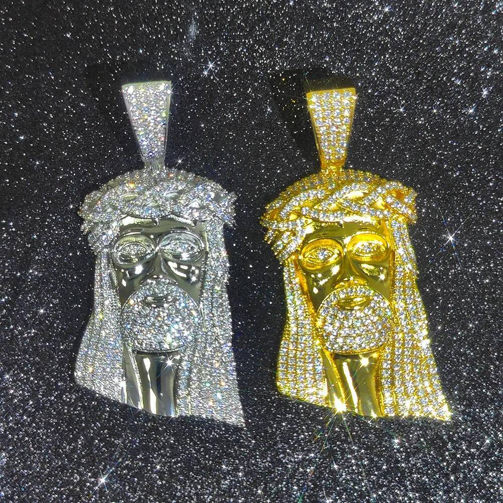 Hip Hop Style Bling Iced Out Diamond Jesus Pendant Jewelry Gold/Silver Plated Jesus Religious Christian Faith Pendant For Gift