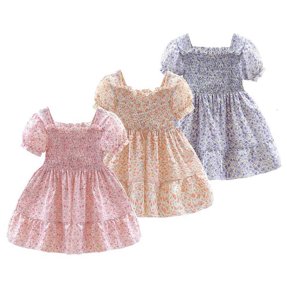 2025 Girls Summer Floral Princess Dress Casual Short Sleeve Party Clothes for Kids Lightweight Breathable Fashion Children Dress W250811