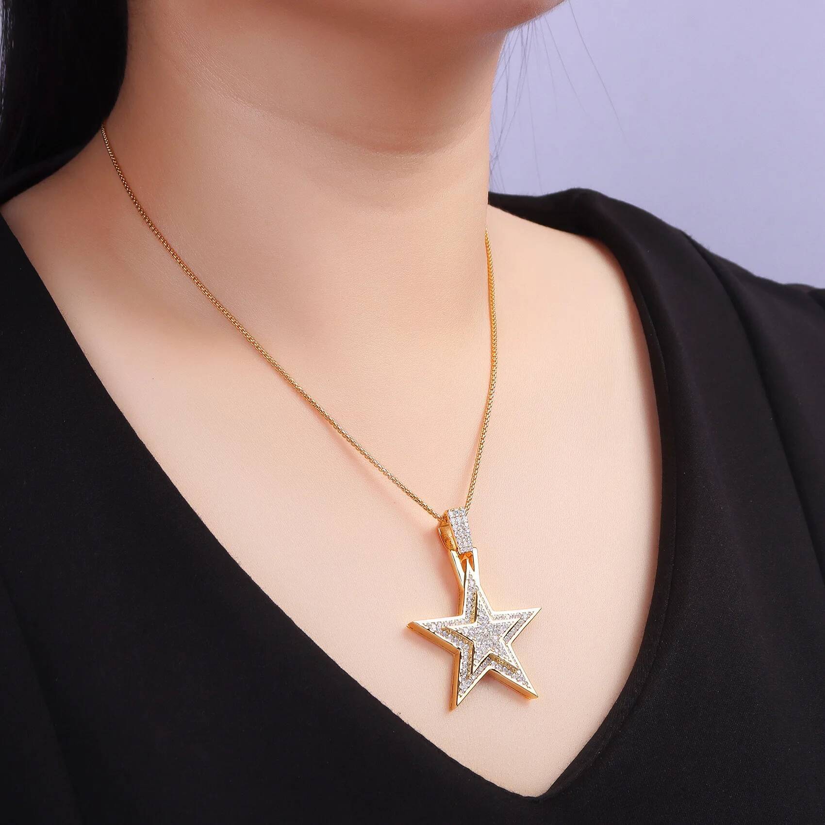 Unisex D Color Full Moissanite Pendant Necklace For Women Man 18k Gold Plated 925 Sterling Silver Diamond Chain Jewelry Gifts