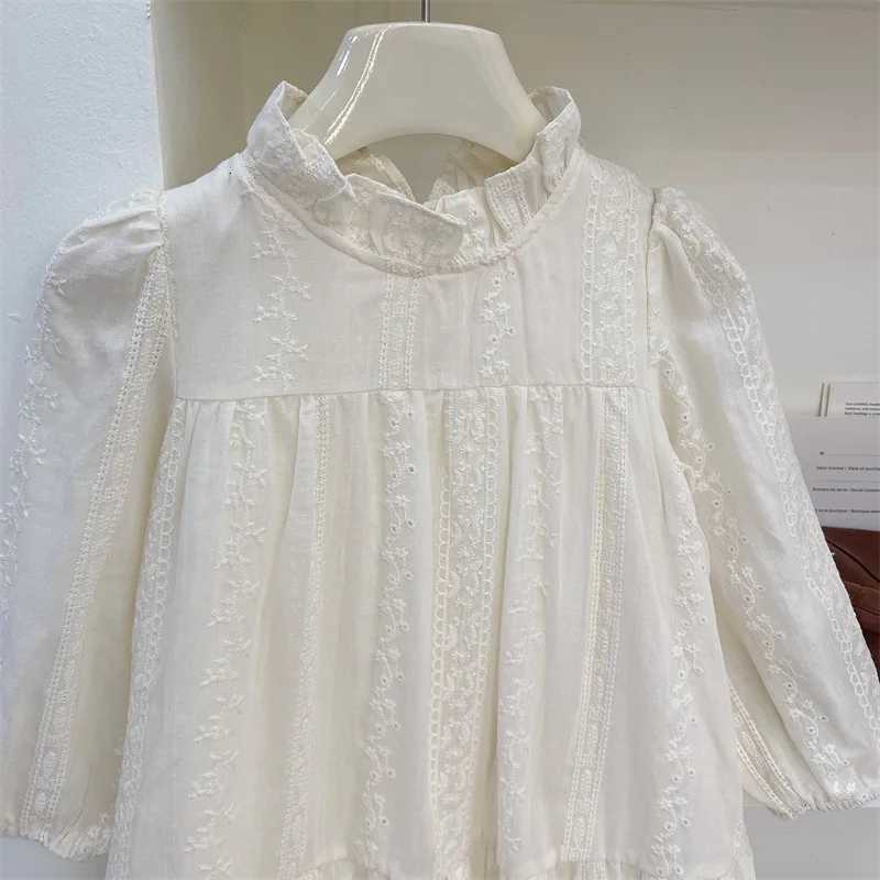 1-8 Years Old Girls Lace Princess Dress Autumn Floral Printed Korean Kids Baby Girls Casual Long Sleeve Dress W250811