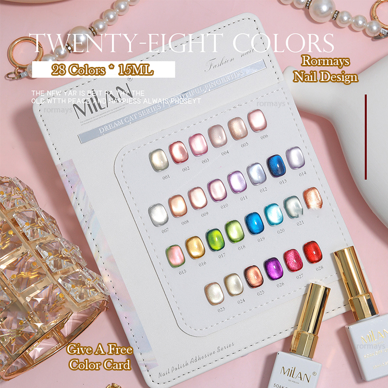Rormays Popular Aurora Cat's Eye gel Polished 28PCS Mixed Semi permanent Varnish Color UV LED Primer Finish Cat's Eye Shiny Nail Salon Whole