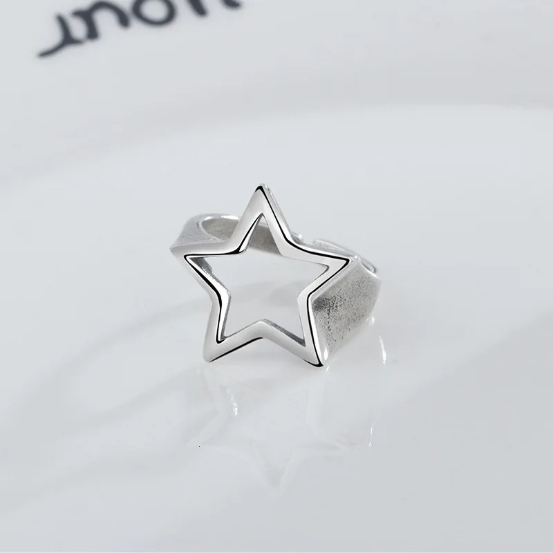 925 Sterling Silver Rings for Women Men Couple Minimalist Handmade Simple Star Ring Party Jewelry Gift Prevent Allergy 250805