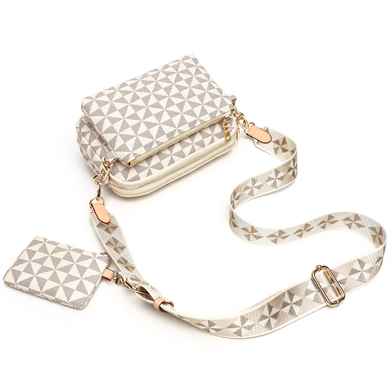 Free shipping cross-border fashion crossbody small bag, adjustable shoulder strap crossbody bag, windmill print camera bag, three-piece set, small squ