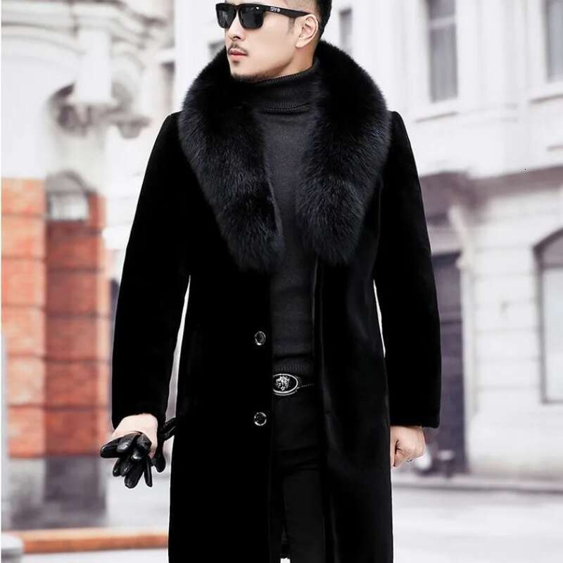 Clothing Mid-Length One Body Mink Fur And Fleece Thick Warm Men's Coat