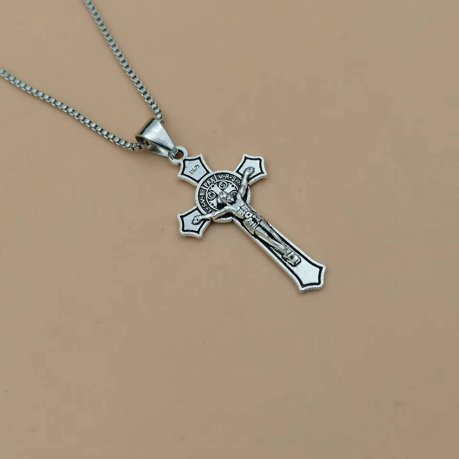 10Pcs Retro Simple Alloy Cross Pendant Necklace Men Women Amulet Jewelry A-581d 250807