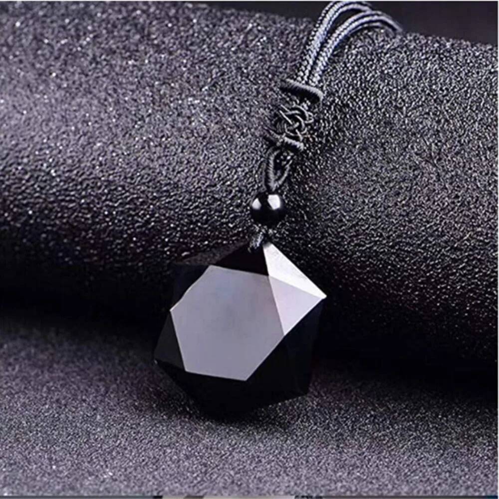 Obsidian Hexagram Pendant Necklace Protection Natural Black Lucky Stone Star Amulet Pendants Fashion Jewelry For Men Women