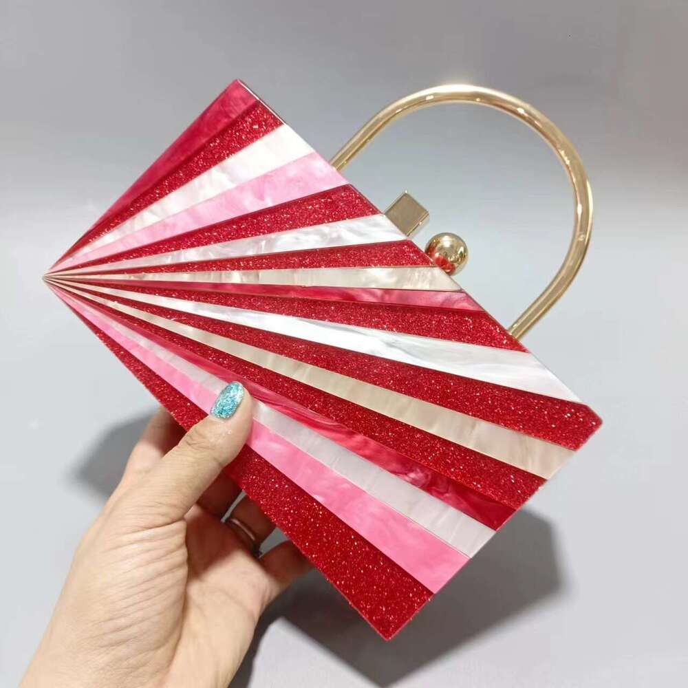Women's New Striped Acrylic Handbag Fashionable Wedding Evening Chain Crossbody Bag