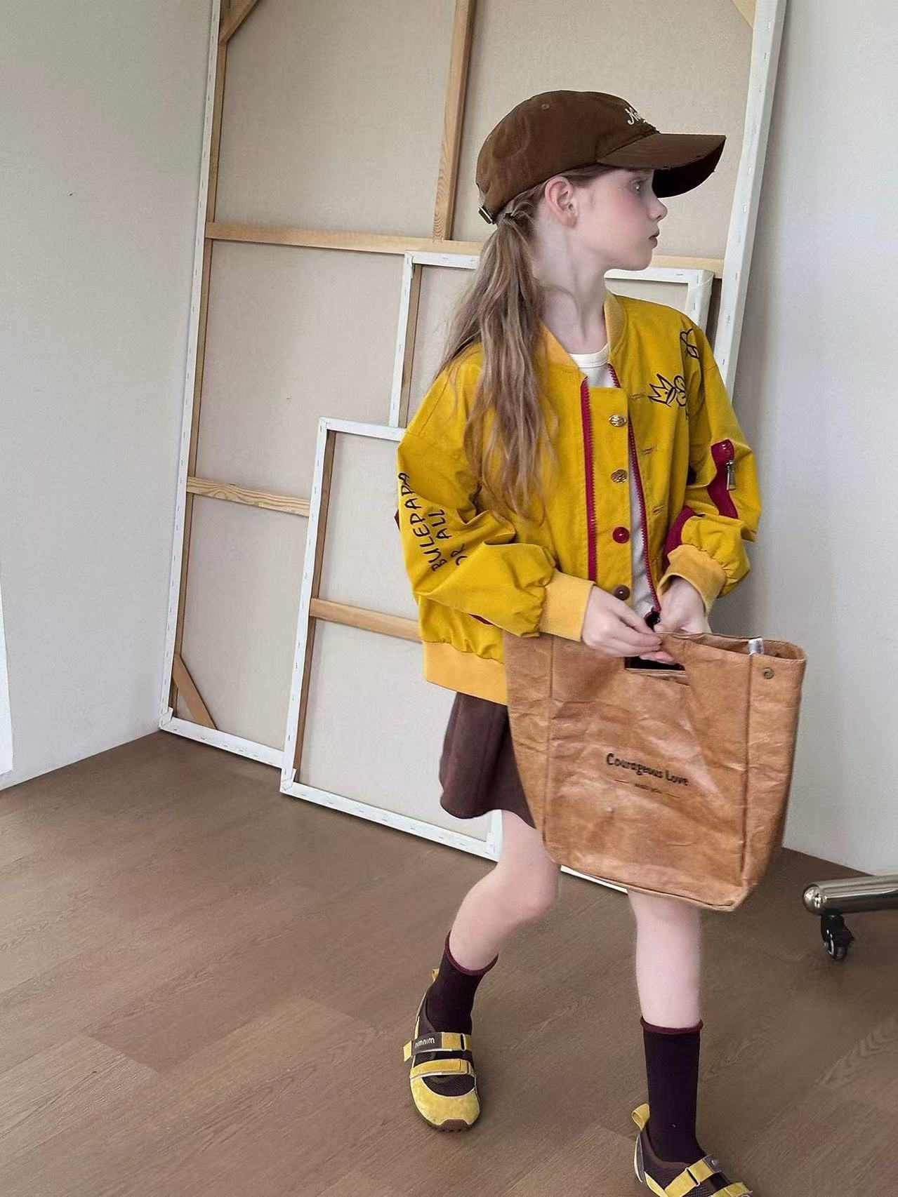 Girls' jacket baseball jacket casual jacket spliced jacket printed jacket with short silhouette as the core design highlight