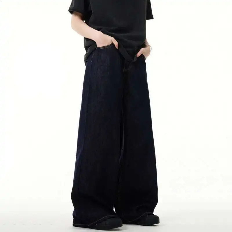 IEFB Simple Mens Denim Pants Vintage Washing Wide Leg Loose Jeans Casual Straight American Style Male Trousers 2025 9W190 250805